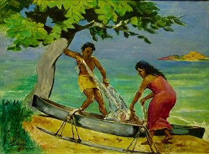 Fischer und Fischerin auf Hawaii