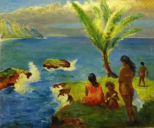 Ukulele-Spieler am Strand von Hawaii